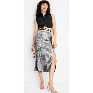 Future Collective Side cut out Metallic skirt Silver Size 12